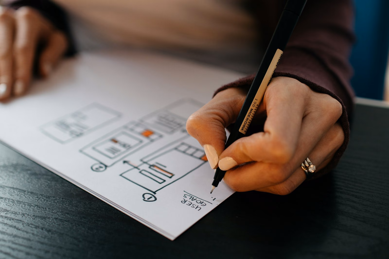 Designer sketching app screens and wireframes